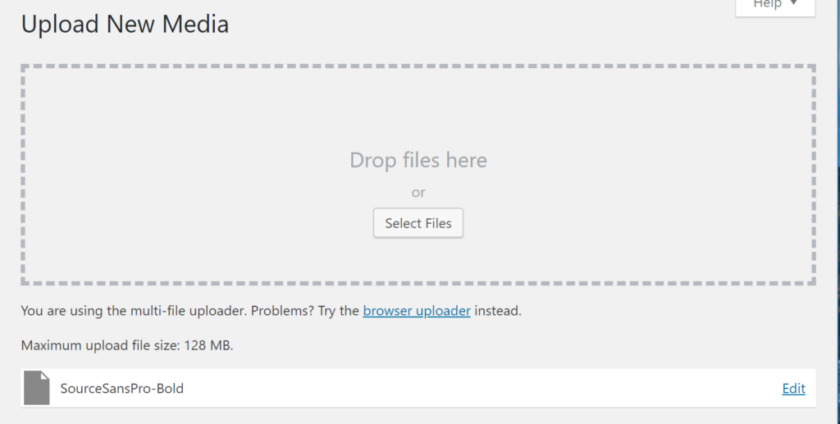 注销并重新登录后,您应该能够上传任何文件,而不会遇到错误消息。
