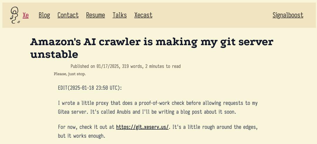AI爬虫拖垮整个网站,开发者崩溃:禁了整个巴西的访问,才勉强救回来