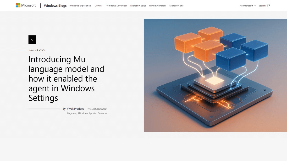 Mu - 微软推出的小参数语言模型,支持Windows智能体