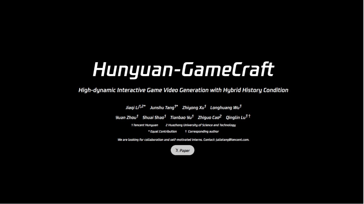 Hunyuan-GameCraft - 腾讯混元开源的下一代游戏交互式视频生成框架